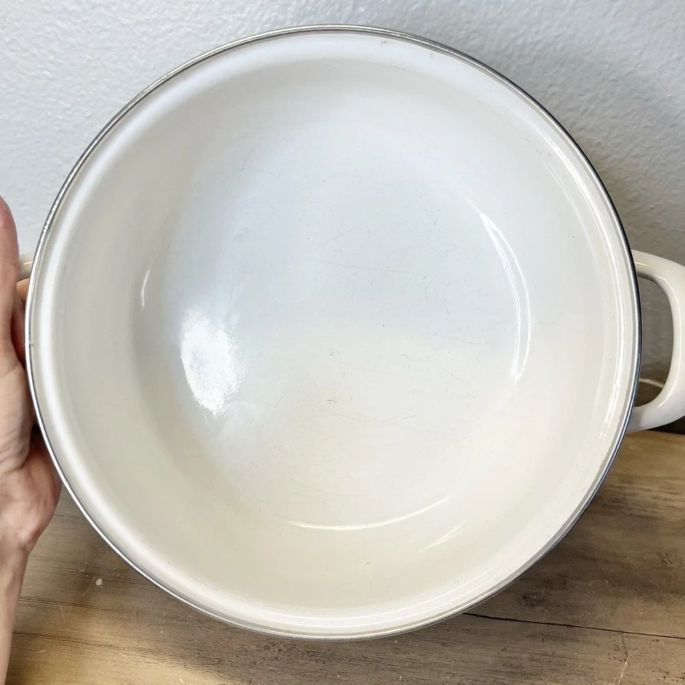 Vtg Crowning Touch Spring Harvest Blossom Porcelain Enamel Cookware Pot 8.5 READ